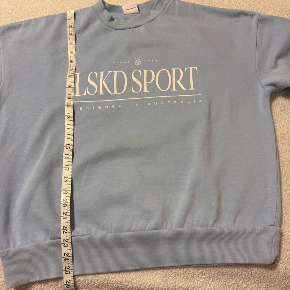 LSKD Sport Blue Oversized Crewneck Graphic Sweatshirt Preppy Sporty - Picture 6 of 11